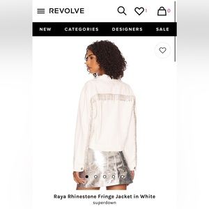 Revolve Raya Rhinestone Fringe Jacket in White